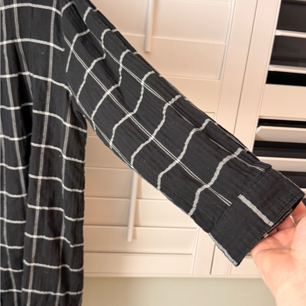 Madewell Windowpane Plaid Shirt Dress Mini Black XXL - Picture 7 of 7